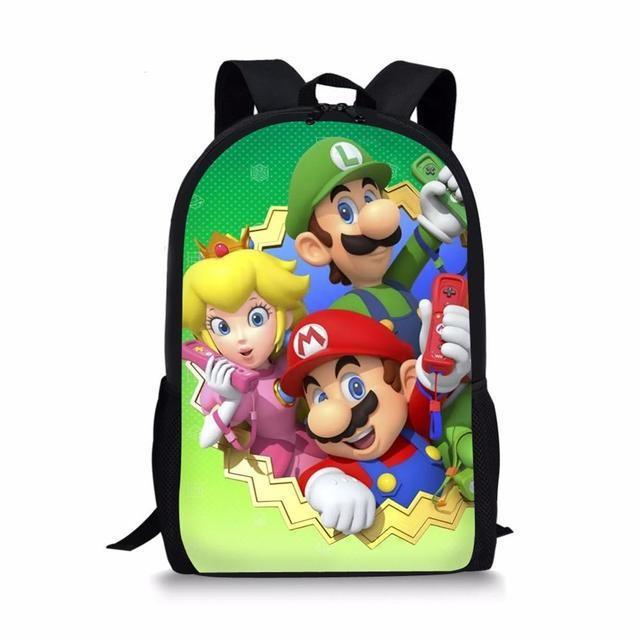 Double Super Mario Shoulder School Bag With Durable Material Pattern Playful