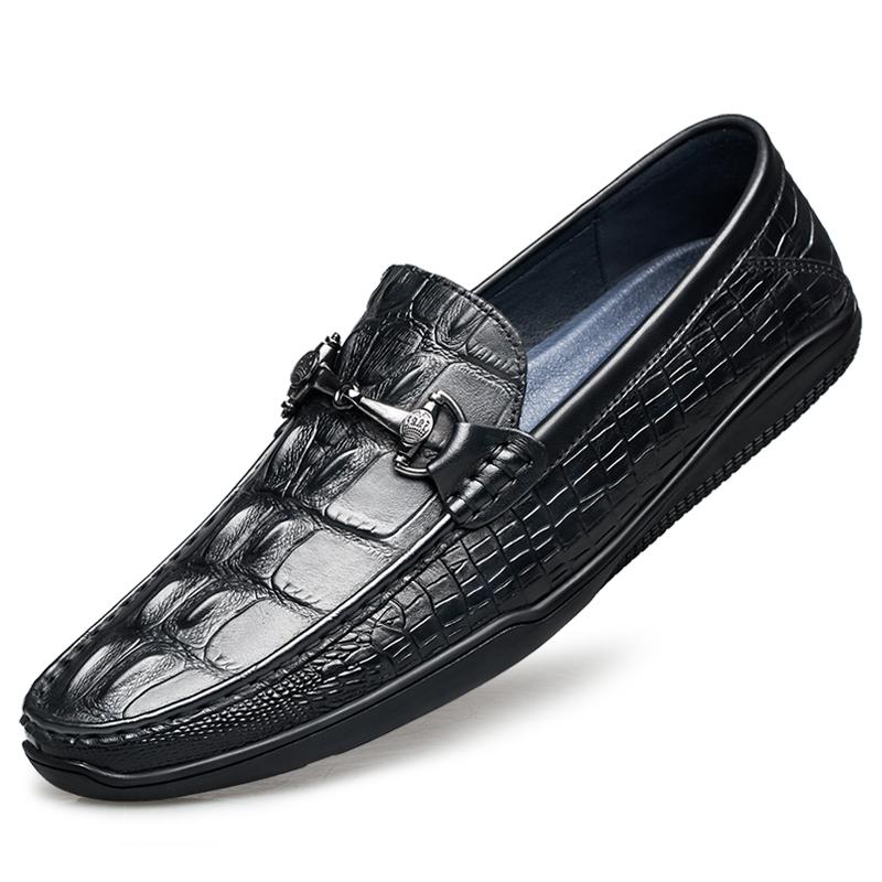 Fashion Luxury Designer Shoes Genuine Leather Loafers Mens Crocodile Embossed Casual Genuine Leather Shoes Italian Shoes Moccasins Shoes