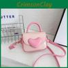 Heart Color Blocking Shaped Buckle Leather Children Shoulder Bag For Daily Use