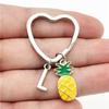26 Letters Initial Pineapple Keychain Heart Keyring Pineapple Pendant Jewelry Fruit Charms Best Friends Keychain Gifts