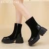 Женские ботильоны на платформе, высокие каблуки, кожаные туфли, женская мода 2025 года, зимние дизайнерские брендовые удобные теплые панк-байкерские ботинки Femme