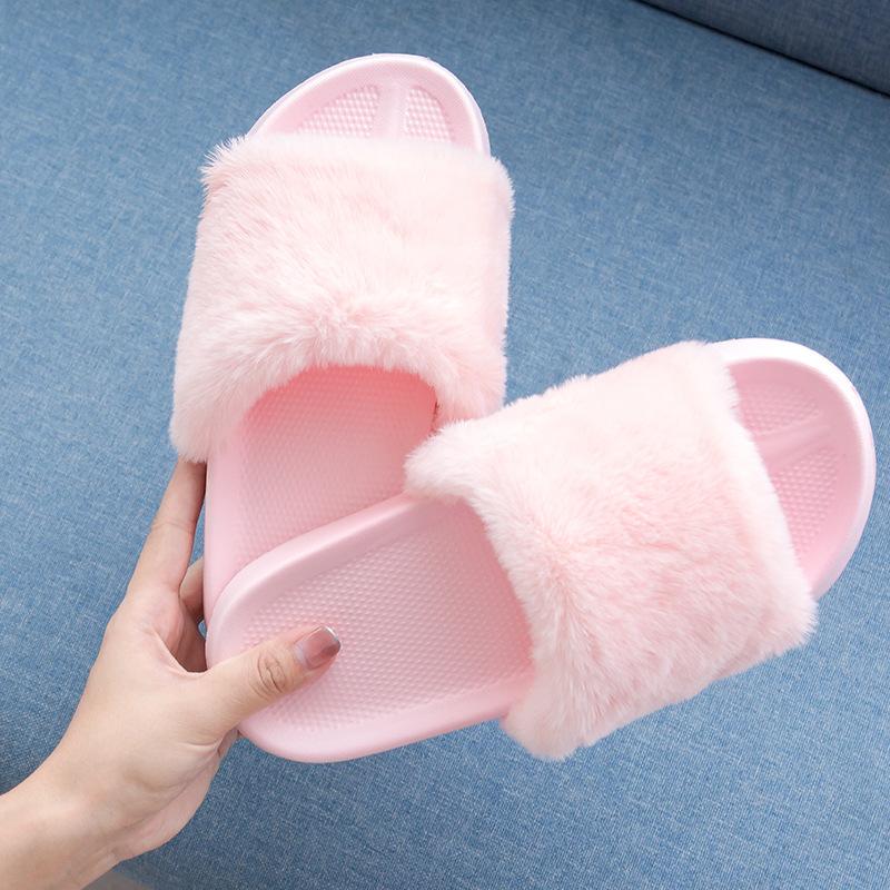 Новые женские тапочки, модные универсальные домашние плюшевые шлепанцы с плоской подошвой, домашние шлепанцы, осенне-зимние нескользящие тапочки