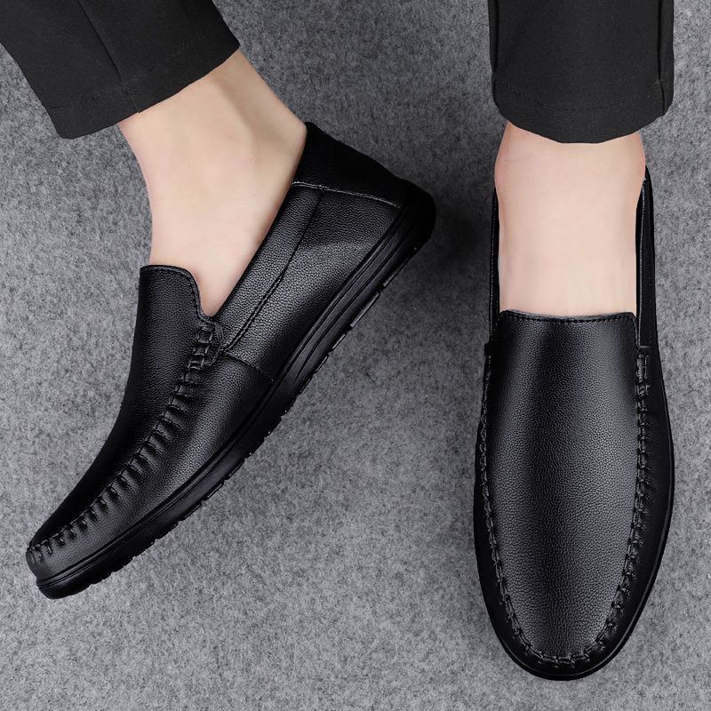 Fashion Black Plain Lightweight Man Casual Shoe Low Price Summer Sale Legitimate Social High Quality Fashion On Pu Leather Shoes for Men