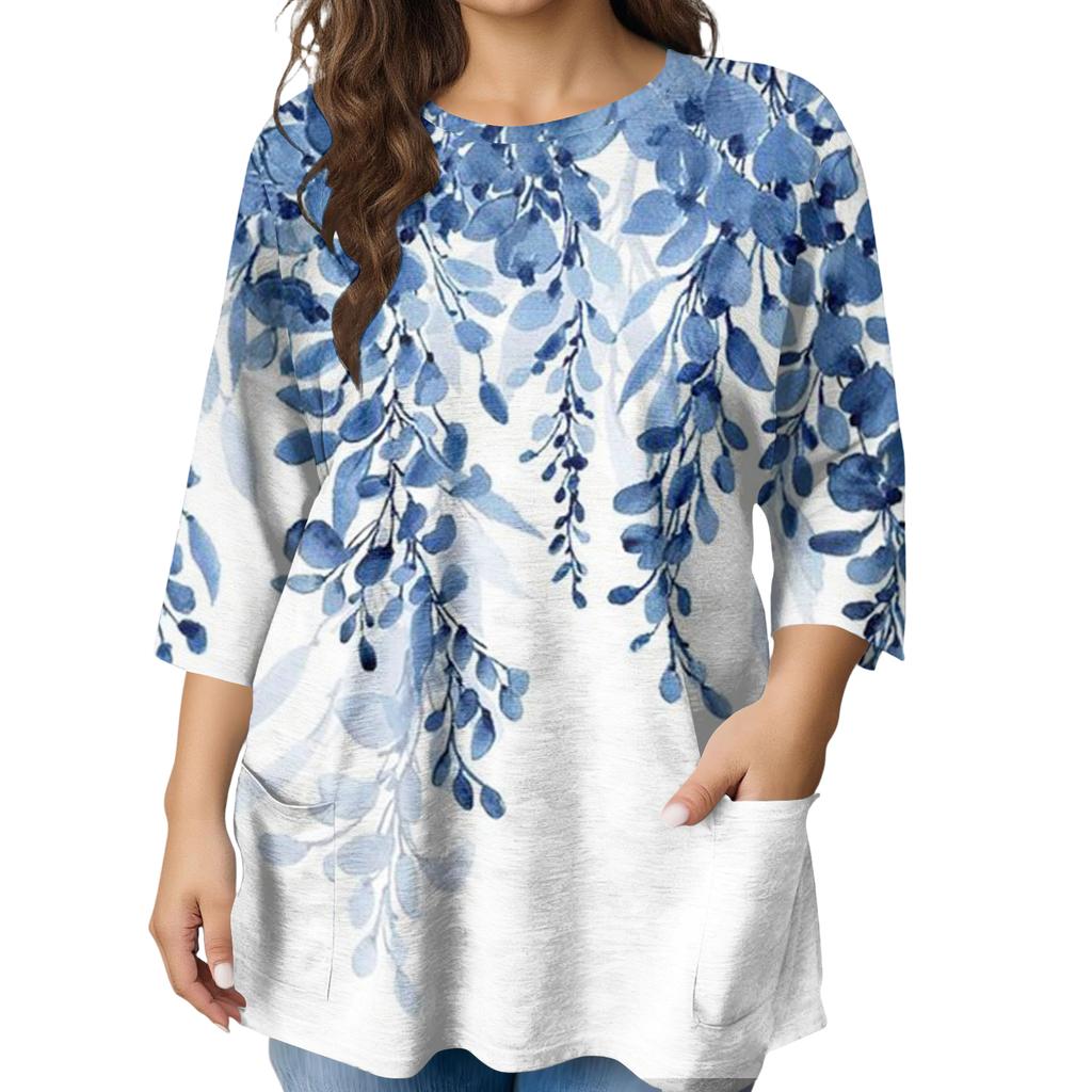 Женская модная блузка большого размера с принтом и коротким рукавом для элегантных поездок на работу и повседневной носки