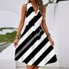 Женское летнее модное свободное платье с V-образным вырезом, без рукавов, на шнуровке, в полоску