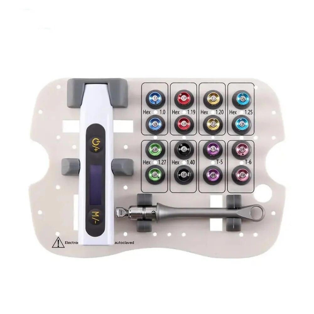 Отвертка для зубных имплантатов, динамометрическая отвертка, гаечный ключ, красочный электронный крутящий момент, универсальный набор инструментов, коробка, стоматологическое оборудование