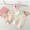 5Pairs Stripe Heart Short Socks Ruffle Tube Socks Women Cute Sweet Ankle Socks  Girl