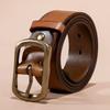 Мужской ремень из натуральной кожи первого слоя из натуральной коровьей кожи с пряжкой из меди в стиле ретро, повседневный ремень для джинсов