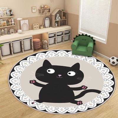 Круглый ковер с изображением мультяшных животных для детской спальни и гостиной