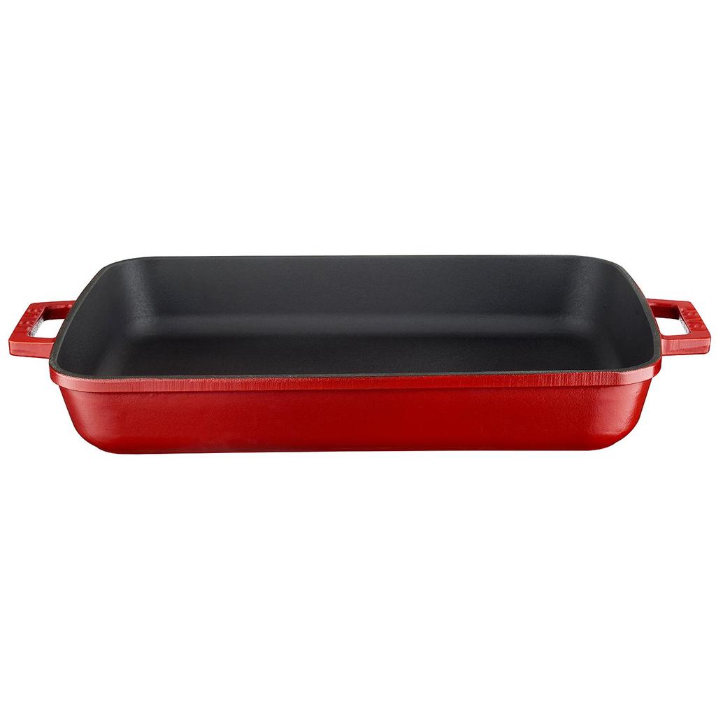 Lava Cast Iron Rectangle Spring Series Roaster. Dual Handle,  26X40cm.