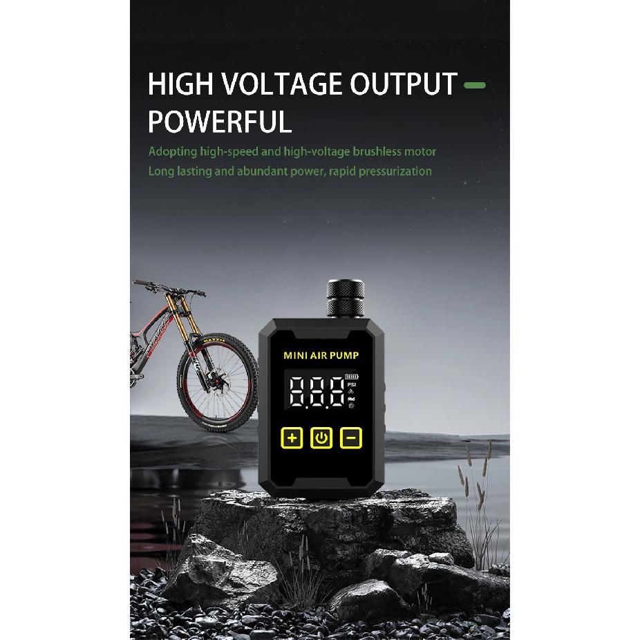 150Pis Mini Portable Bike Electric Air Pump 500mAH Type-C Compressor Tire Inflator MTB Road Bicycle Pump with LED Display
