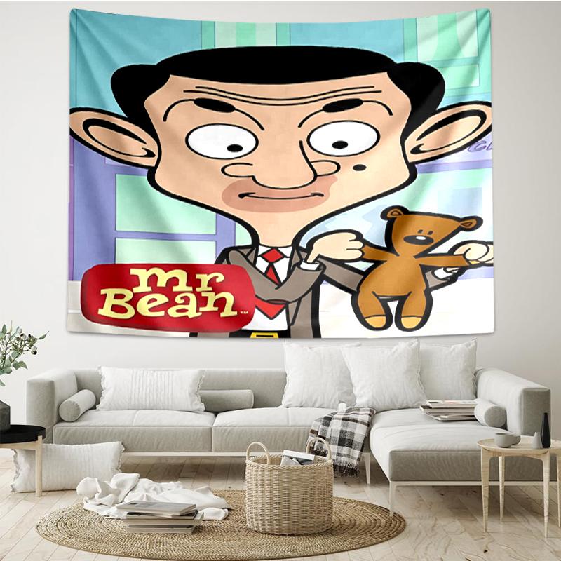 Mr Bean Print Tapestry, Backdrop, Easy Setup, Ideal for Bedroom, Office & Living Room, with Aesthetic Wall Hanging Decor.