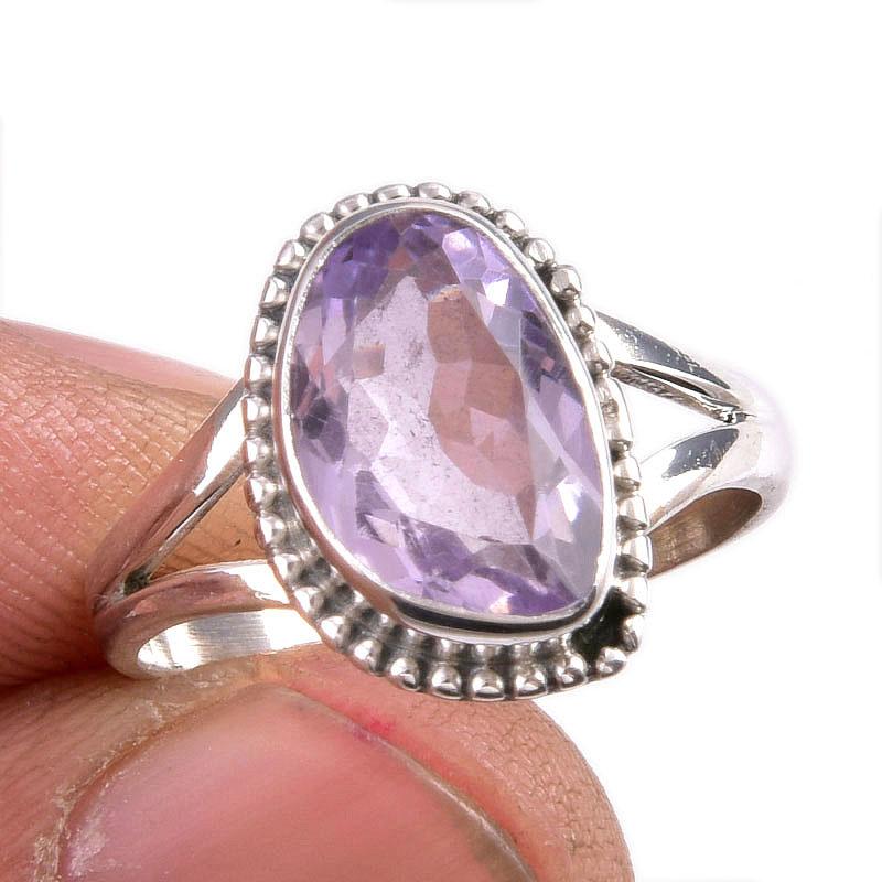 Натуральный розовый аметист драгоценный камень 925 пробы серебро ювелирное кольцо р.7.5 c3f89