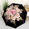 Зонт-автомат складной с цветами роз - Компактный 8-спицевый дизайн, Прочный для ежедневного использования на открытом воздухе, Идеальный подарок