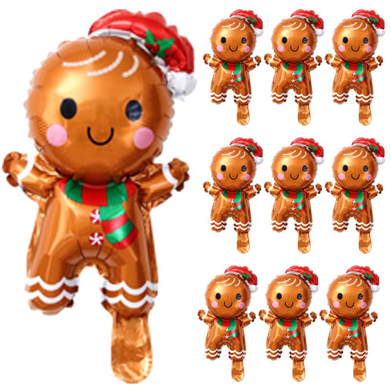 10/1PCS Mini Gingerbread Man Foil Balloons Toy Christmas Tree Santa Claus Children Birthday Party Christmas Holiday Decorations