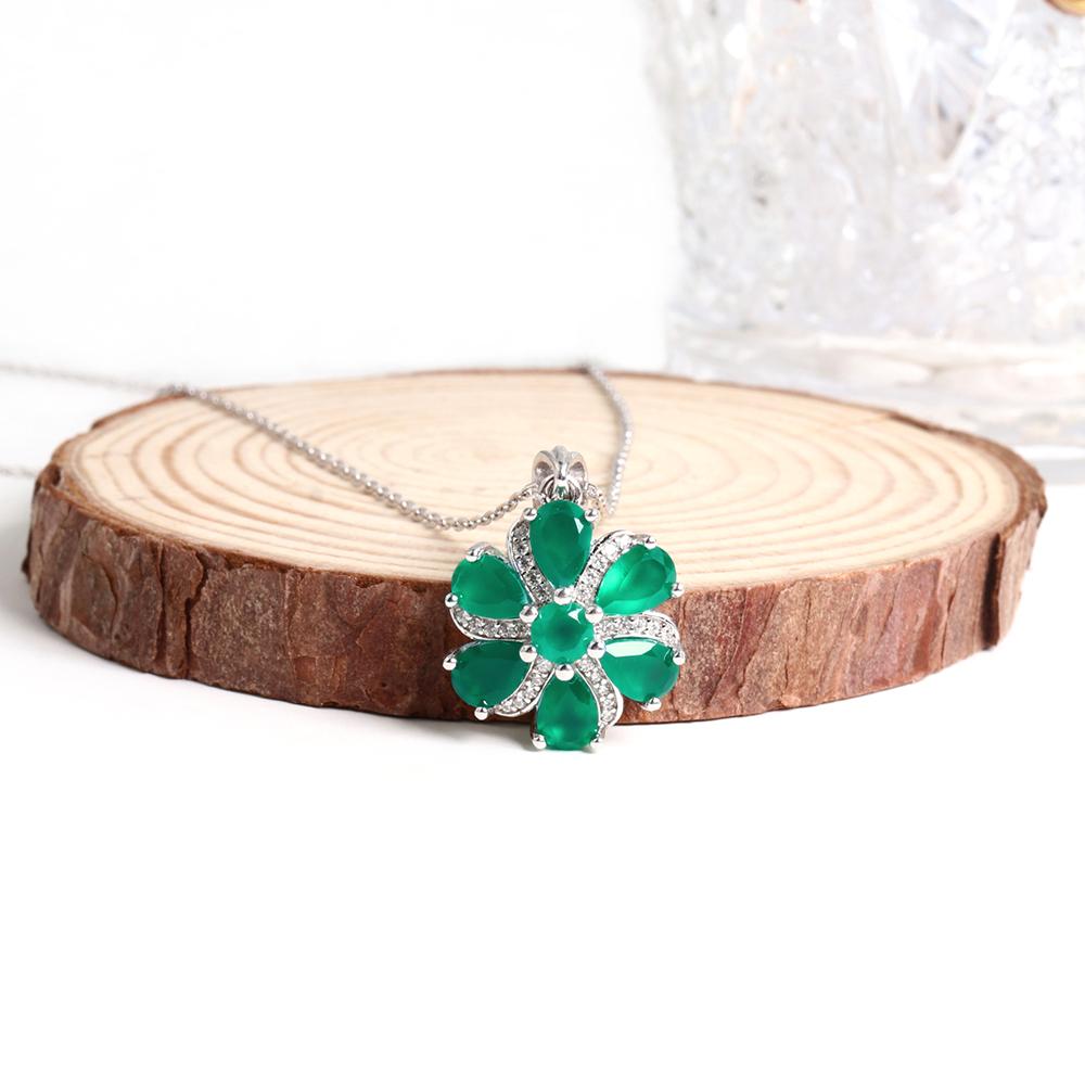 Gorgeous and Elegant Natural Green Agate Gemstones Flower Design Earrings 925 Sterling Silver Jewelry for Women Valentines Gift