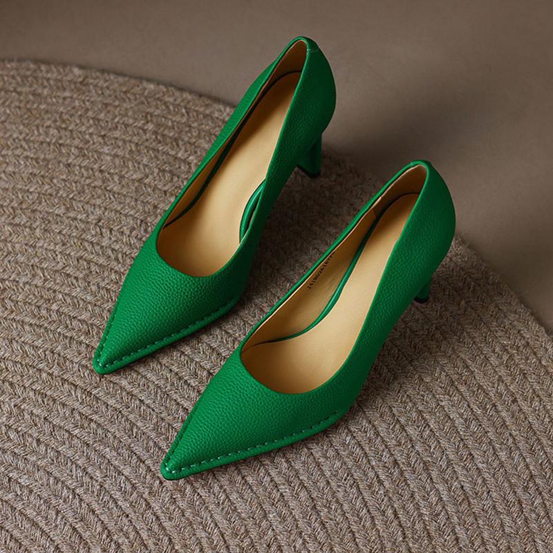 Празднуйте Весну Осень Женские Туфли на Высоком Каблуке Острый Носок Мелкие Лодочки Платье Туфли для Женщин 6.5см Массивный Каблук Женщины