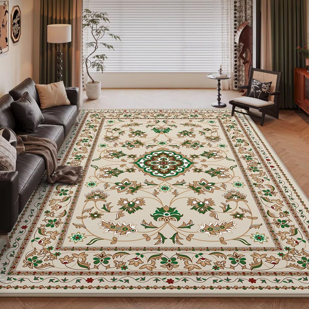 Persian Retro Soft Carpet Plush Floor Mats Non-slip Easy Clean Large Area Rug for Living Room Bedroom Home Decoration