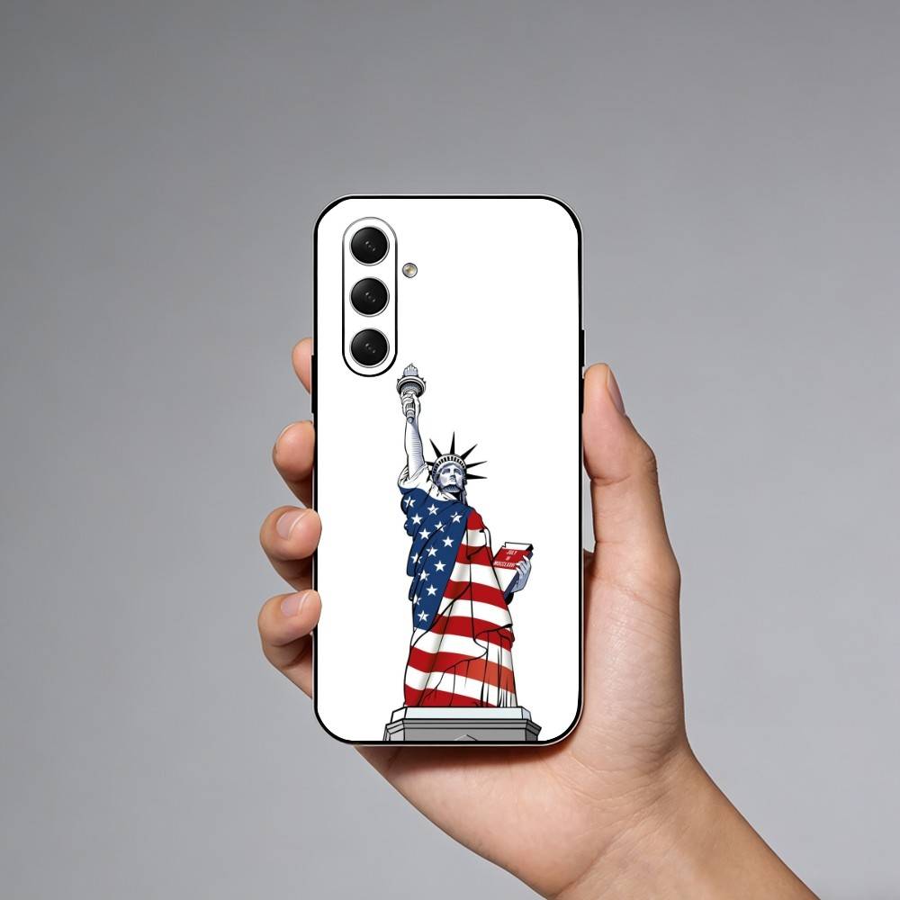 Чехол для телефона Статуя Свободы А-Американский флаг Для Samsung Galaxy A73,A21s,A22,A31,A52,A53,A71,A41Мягкий черный корпус