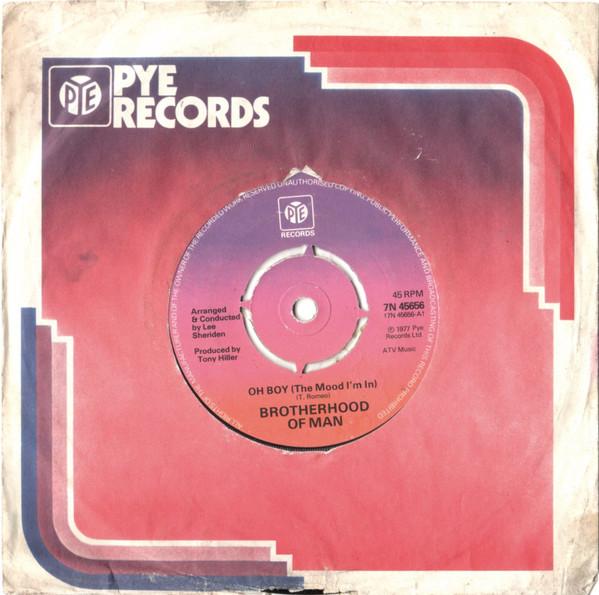 7-дюймовая пластинка BROTHERHOOD OF MAN - Oh Boy (Мое настроение) 7N45656 Pye Records 1977 UK Поп Б/У