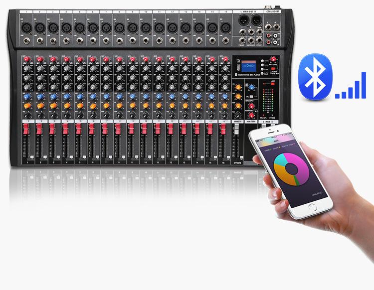 16-канальный профессиональный караоке-микшер с USB, Bluetooth и эффектами реверберации для мониторинга выступления на сцене