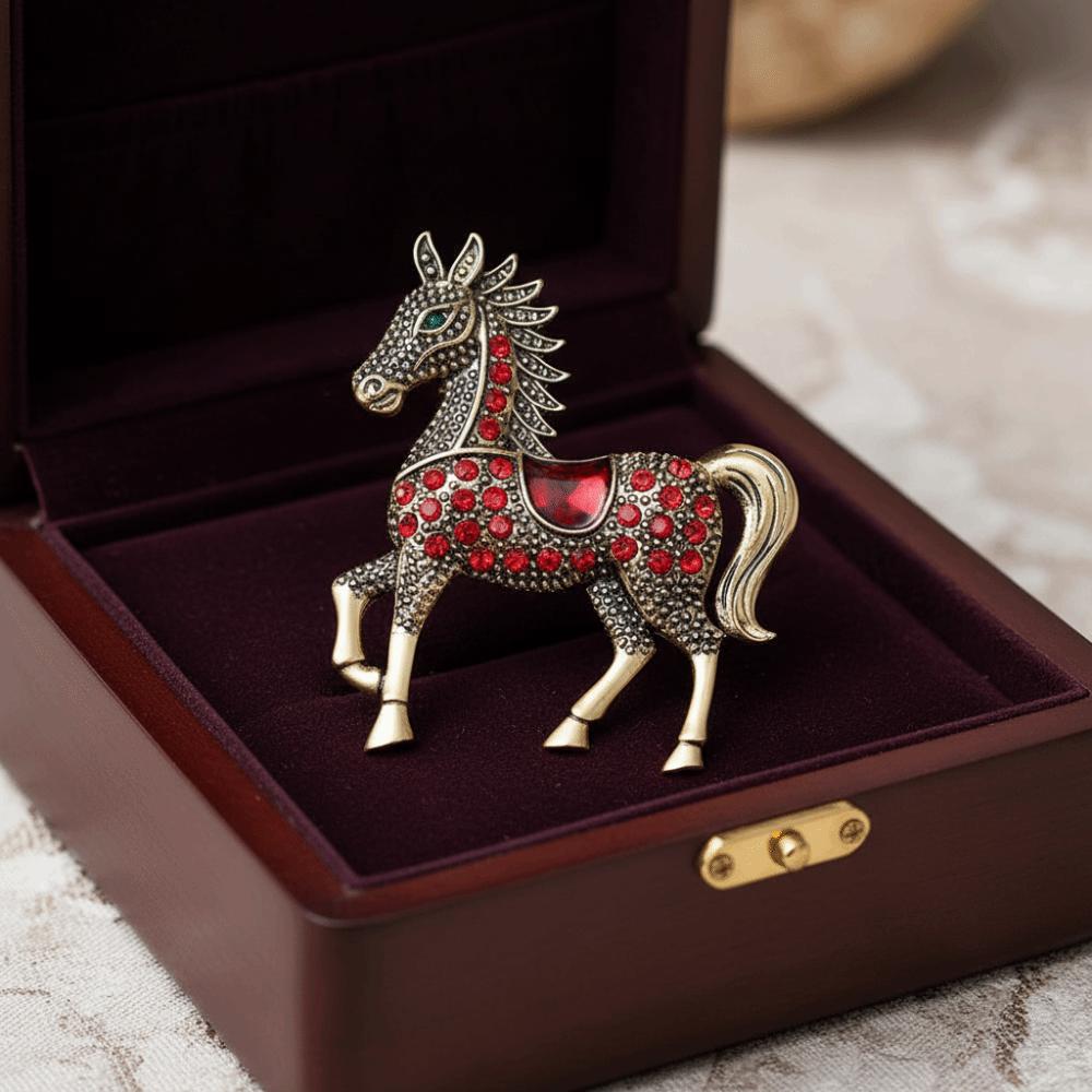 Unisex Rhinestone Horse Brooch Enamel Year of The Horse Brooch Elegant New Year's Accessories  Gift