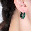 Square Green Grey Crystal Round Hoop Earrings for Women Men Black Gold Color Zircon Ear Buckle Wedding Party Jewelry Antique