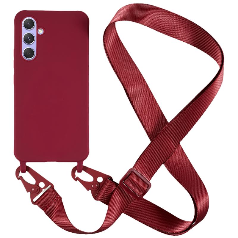 For Samsung Galaxy A54 5G Soft TPU Case Matte Finish Phone Protector with Wide Lanyard