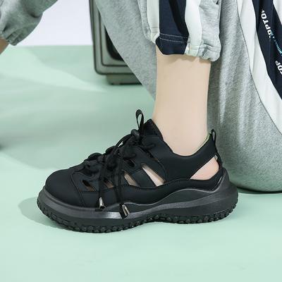 Сумка в стиле колледжа, гладиаторские сандалии, женские, лето 2025, новая одинарная обувь, платформа, маленькие кожаные туфли, обувь с дырочками для пляжа, обувь интернет-знаменитости