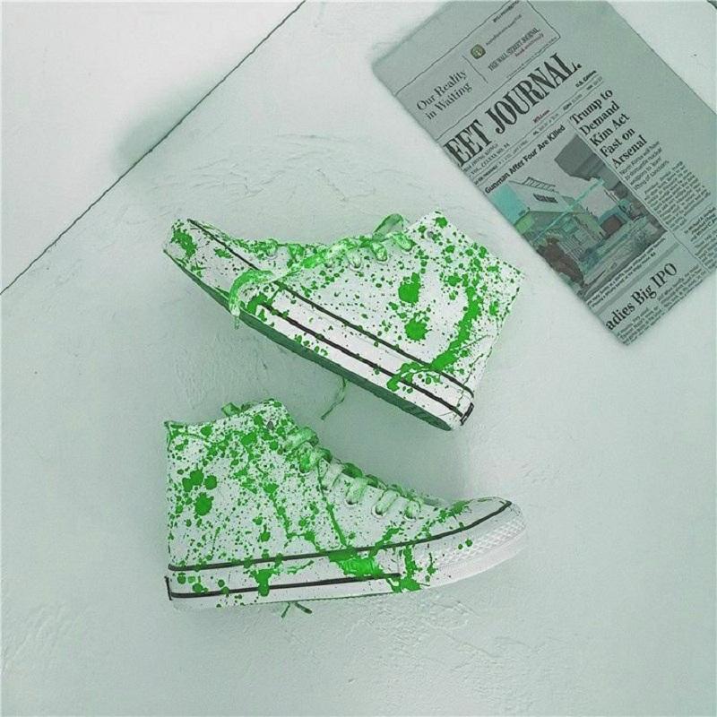 Модные красные стильные грязные туфли унисекс для мужчин граффити поддельные кровавые кроссовки из парусины для мальчиков высокие кроссовки дизайнерская мужская обувь