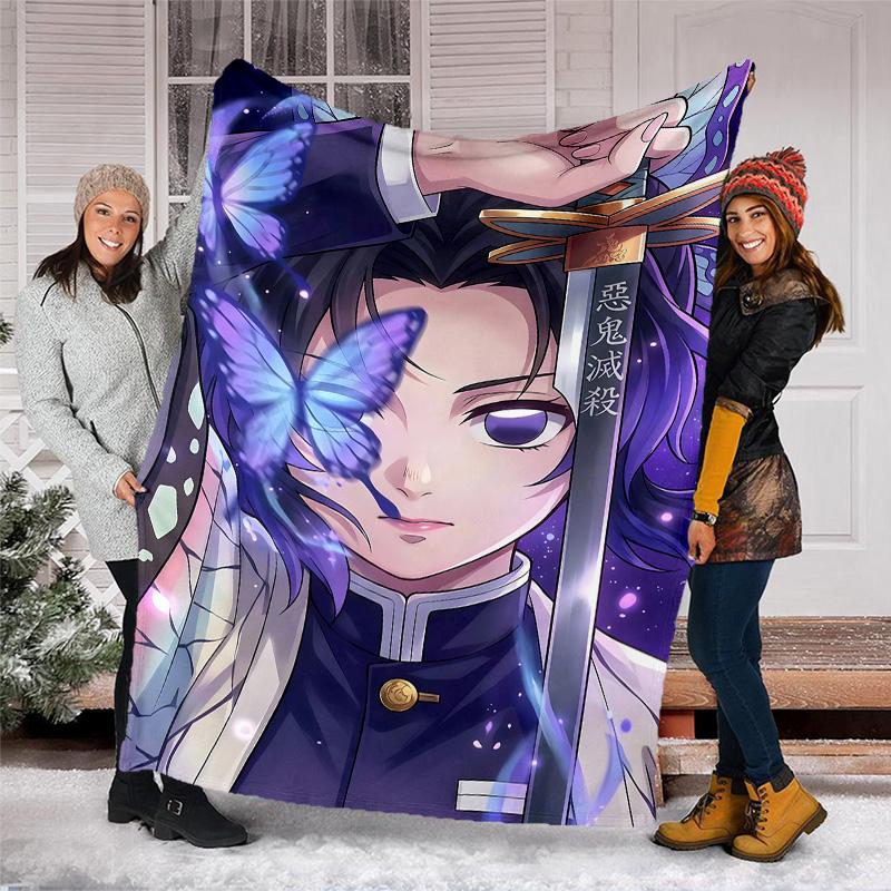 1pc Kochou Shinobu1 Theme Blanket - Digital Print, Polyester, Cozy for All Seasons, Perfect for Outdoor, and Travel