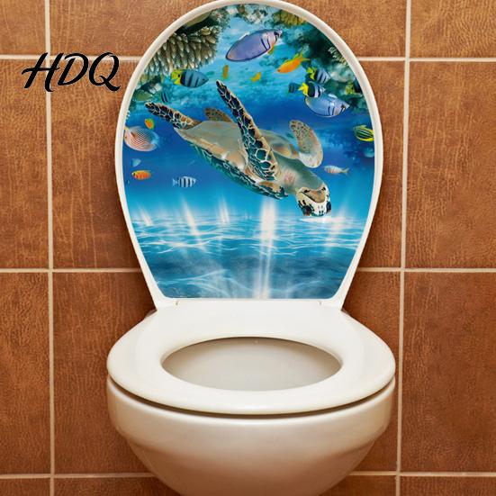 Декор для ванной Наклейки Мир Морей Наклейки на Крышку Унитаза Водонепроницаемая Настенная Наклейка Легкая Забавная Наклейка на Сиденье для Туалета Декоративные Наклейки