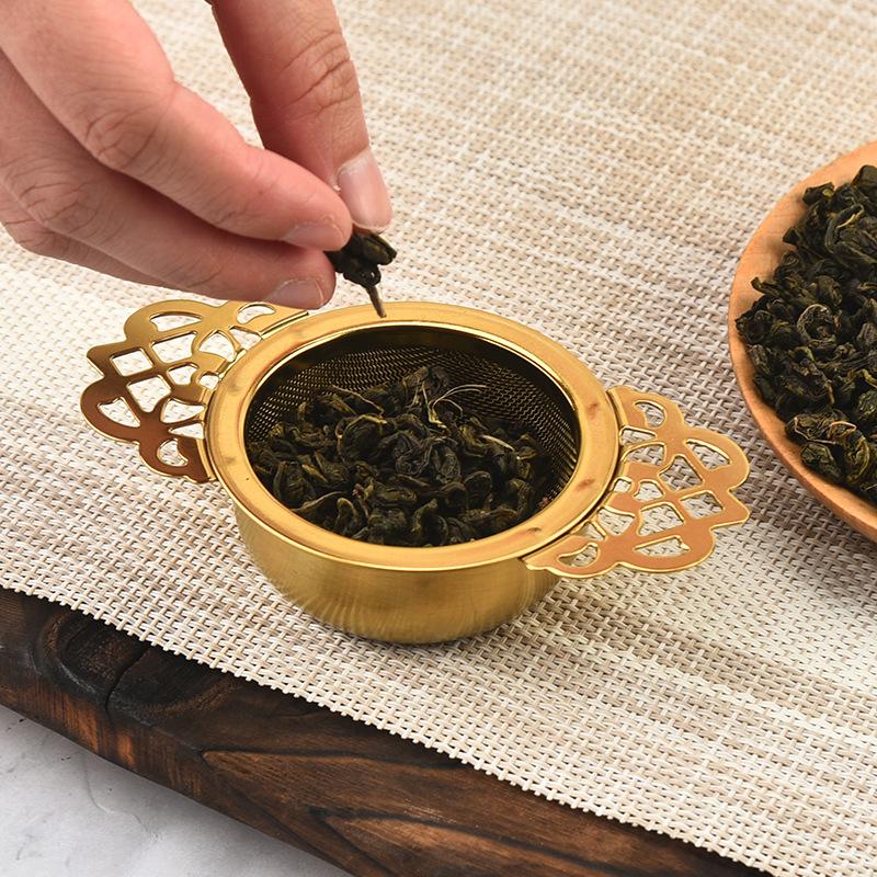 Stainless Steel Tea Strainer Dual Handles Lace Accent Reusable Fine Mesh Filter for Loose Leaf Brew at Home or Cafe