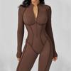 Yoga Bodysuit Long Sleeved Women's Tracksuits Gym Zipper Jumpsuits Sports Workout High-intensity Fitness One-piece Tights Suit