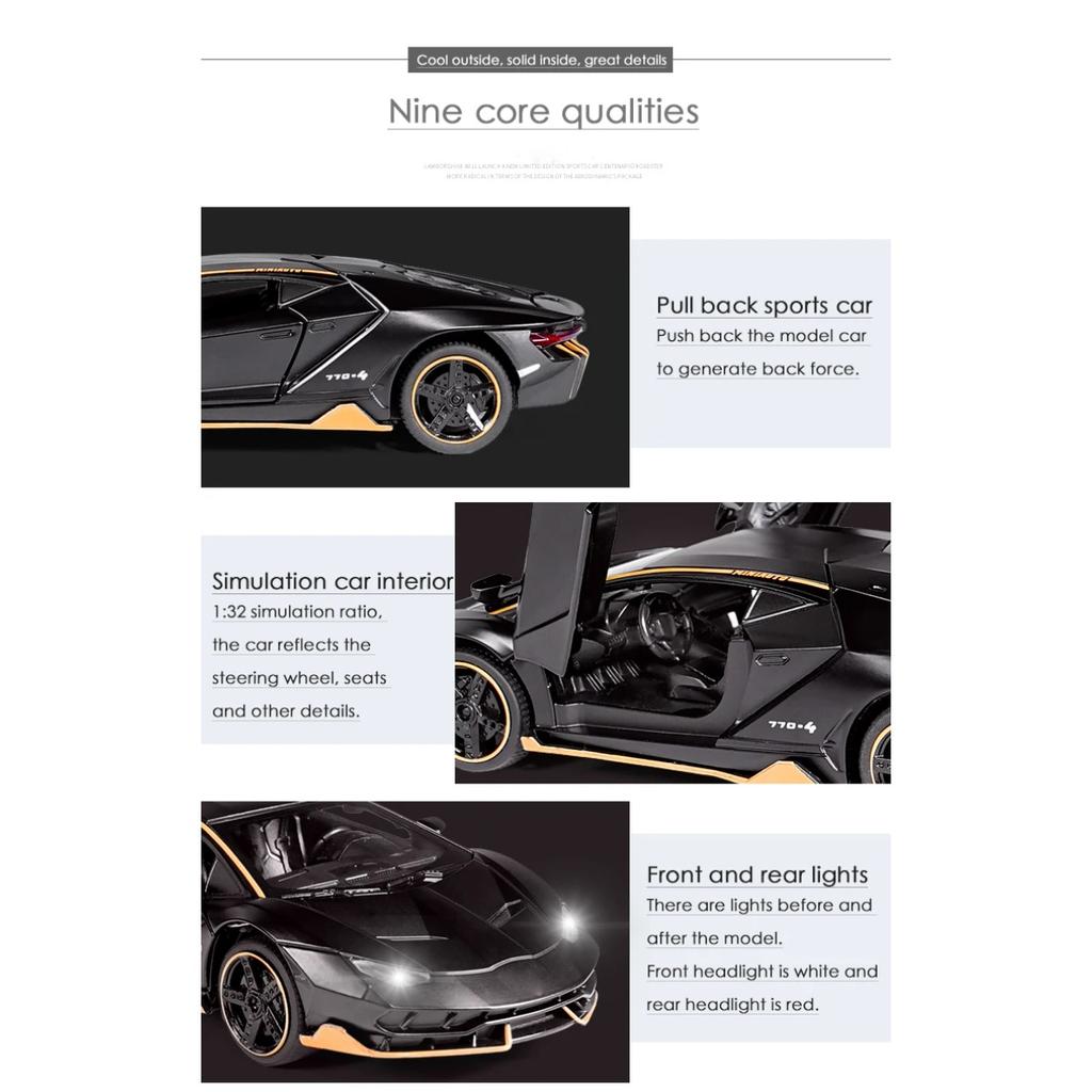 1/32 Lamborghini LP770 автомобиль литой спортивный автомобиль модель литой звук супер гоночный подъемный хвост детская игрушечная машинка для детей мальчик подарок