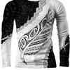Plus Size Men's 3D Digital Print Long Sleeve Tee - Casual Round Neck Shirt With Unique Design, Machine Washable