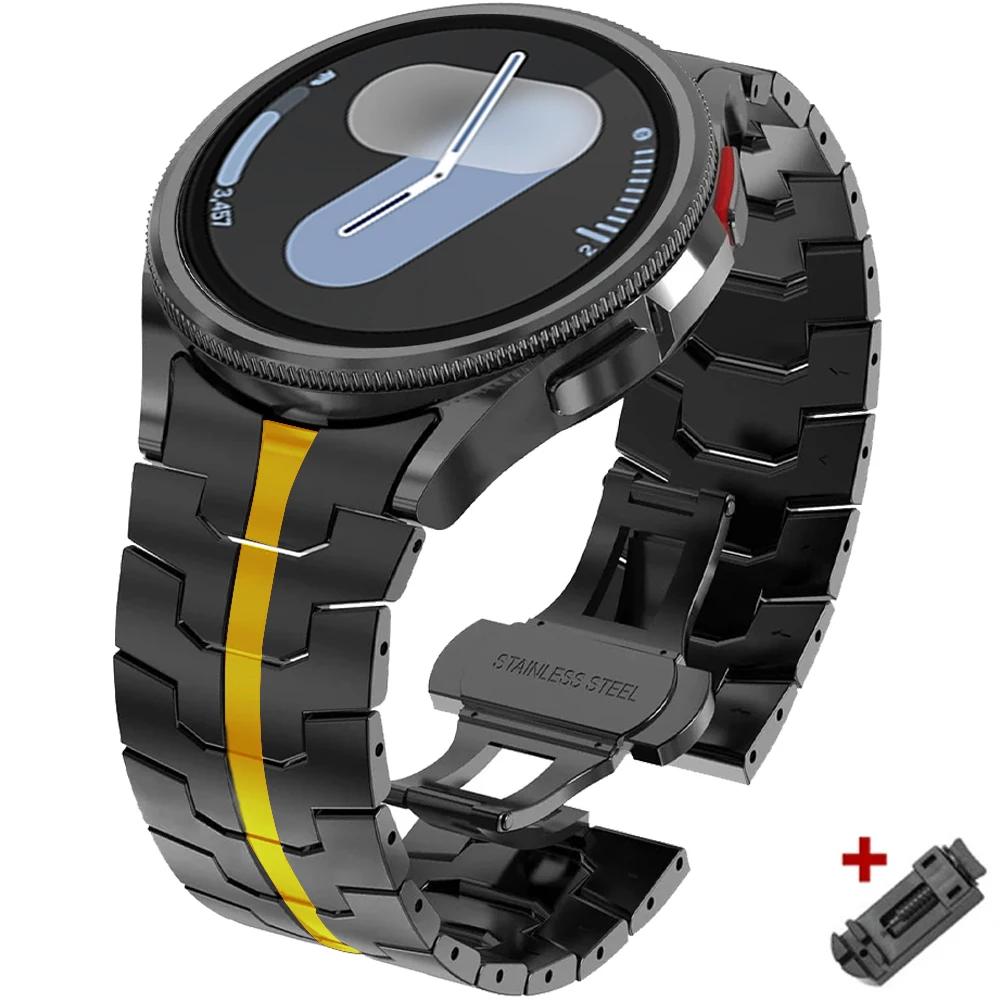Ремешок из нержавеющей стали для Samsung Galaxy Watch 7 6 5 4 40мм 44мм 6 Classic 43мм 47мм Без зазоров Металлический браслет 5Pro 45мм Быстросъемный