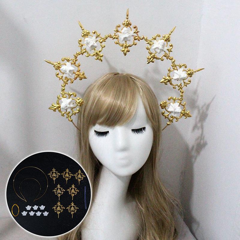 Lolita Spiked Halo Crown Beaded Chain Tiara Gothic Headband Luxury Accessories Headwear Diy Materials Package