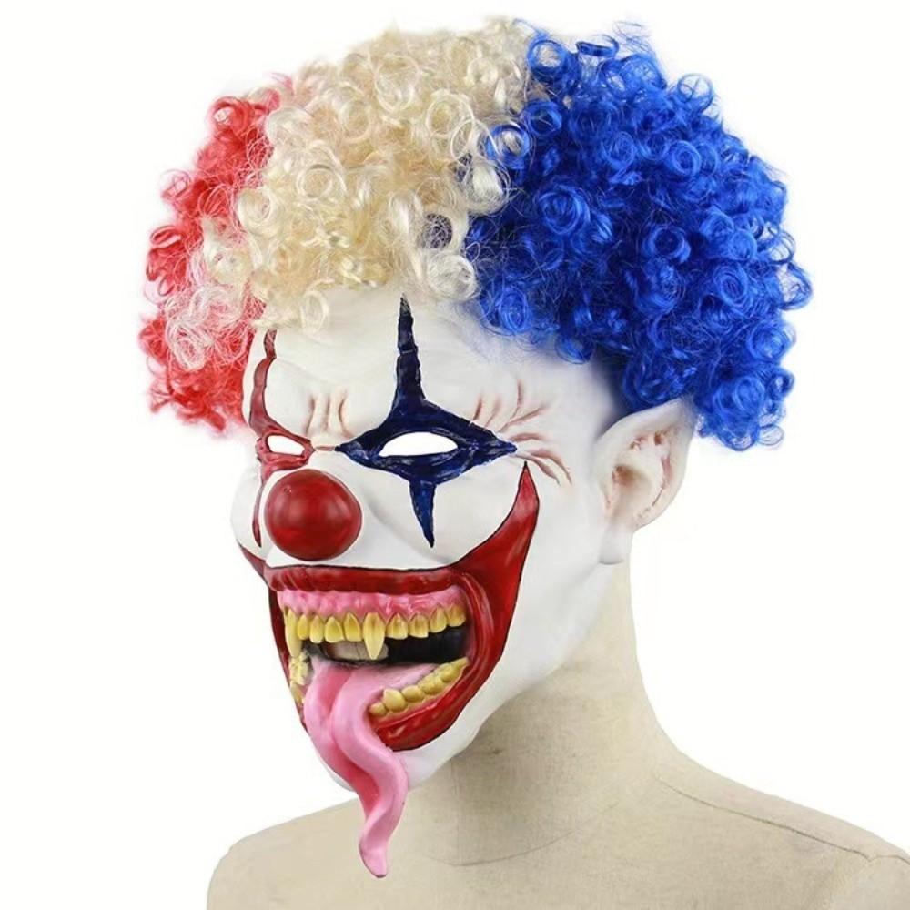 Terrifying Latex Halloween Mask Colorful Hair Clown Mask Ghost Festive Mask  Adult Cosplay