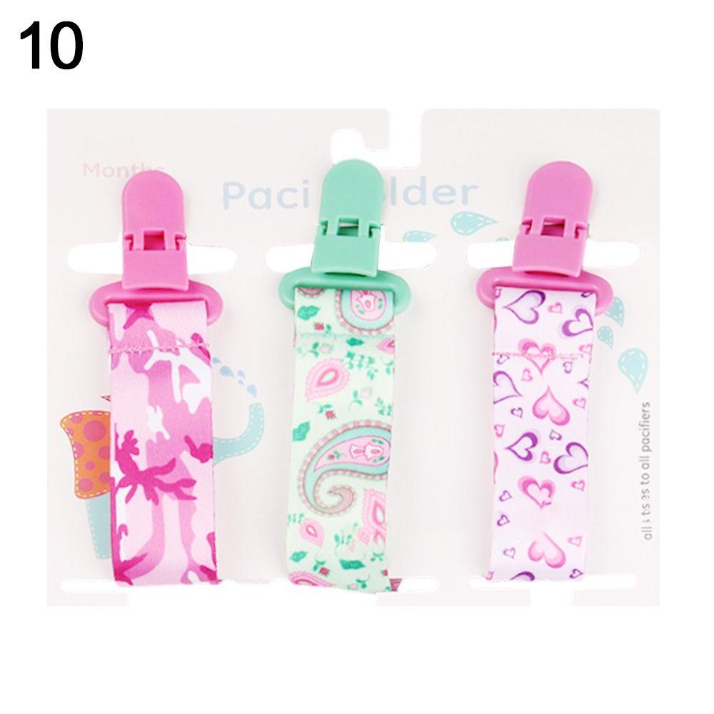 3PCs Pacifier Chain Bracket Dummy Clips Cartoon Print Child Pacifier Clips Nipple Holder Infants
