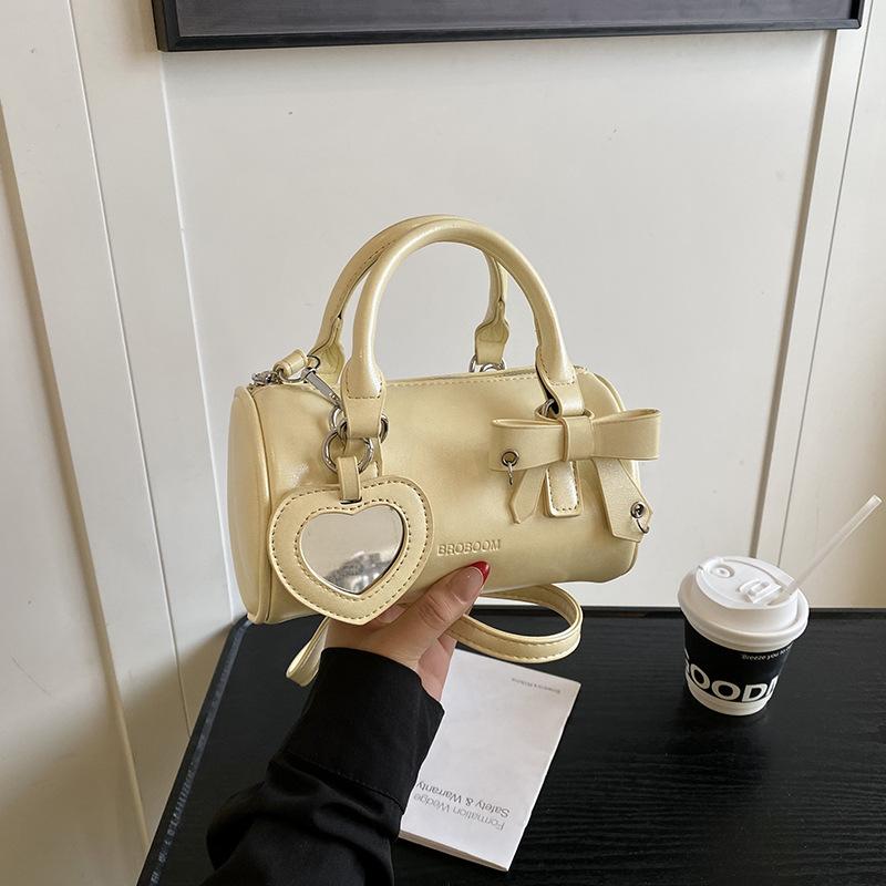 Cute Cylindrical Bag Women's 2025 New Fashion Portable Pink Pillow Bag Simple Shoulder Messenger Women's Bag