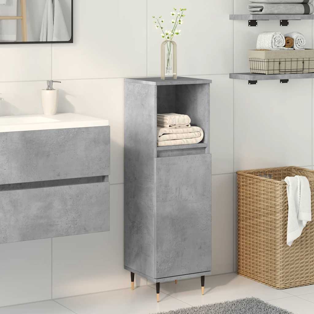 Bathroom Cabinet Concrete Grey 30 x 30 x 100 cm Engineered Wood