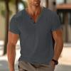 Однотонная футболка с V-образным вырезом, дышащая, влагоотводящая, повседневная, спортивная, на пуговицах, с коротким рукавом, мужская