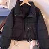 Куртка женская новая маленькая зимняя толстая хлопковая однотонная костюм стойка воротник короткая