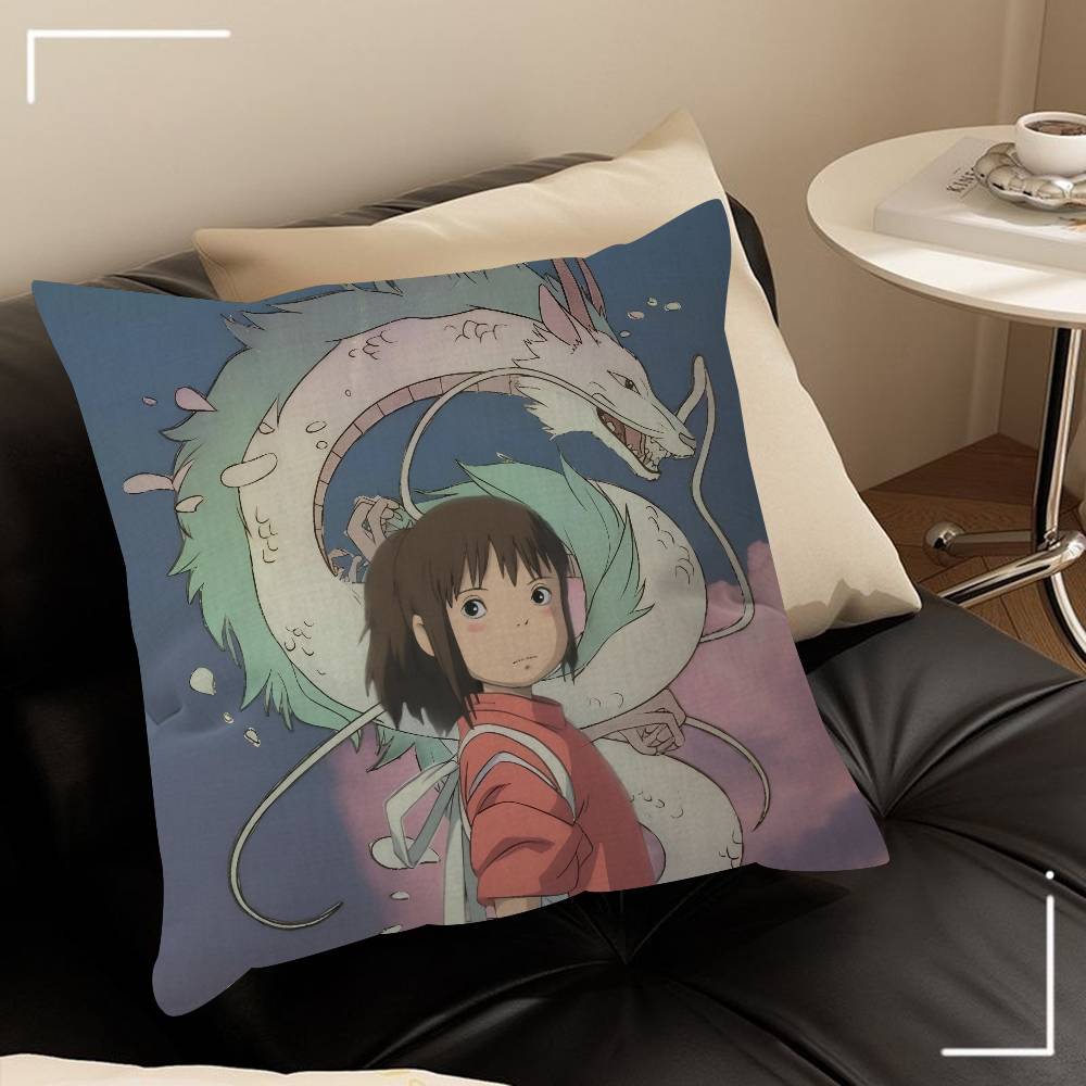 Подушки Подарки Мебель для домашнего офиса Спальня Диван Автомобильная подушка Чехол 45x45см Фильм Унесенные призраками Аниме