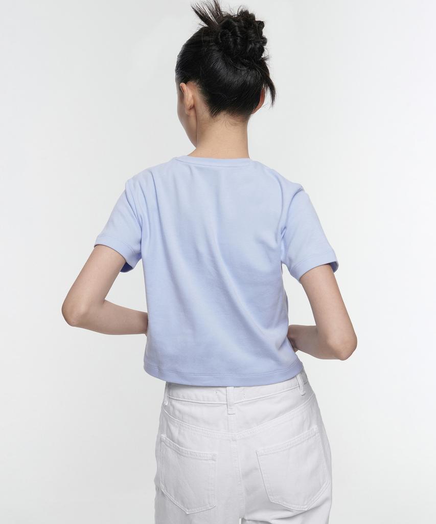 MUSINSA STANDARD WOMAN Женская укороченная футболка с круглым вырезом [Serenity Blue]