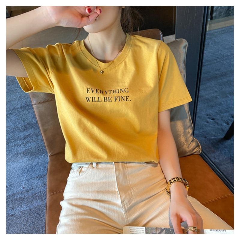 Футболка с короткими рукавами, женская летняя новинка, круглый вырез, свободная футболка с принтом, женская футболка