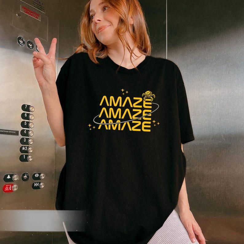 Модная футболка Летняя мода 2026 Amaze Amaze Amaze, Футболка Проект «Хейл Мэри» Рокки, Подарок для любителей книг, Подарок для читателей научной фантастики, Космическая футболка, Футболка с инопланетянином