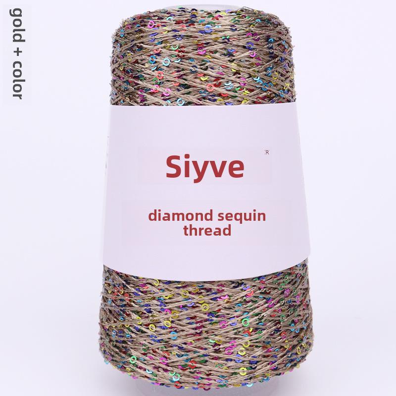 Пряжа с пайетками Siyue 2 мм - шерстяная пряжа ручной работы для проектов своими руками (100г)