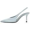 Pu Elegant Commuter Trendy Patent Leather Effect Pointed Toe Open Back High Heels Women High Heels Blue 13214510400
